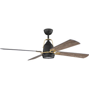 Beckett 52 inch Flat Black/Satin Brass with Barnwood Blades Ceiling Fan in Flat Black and Satin Brass