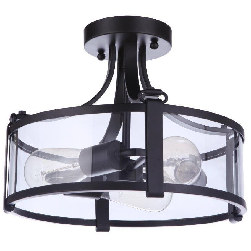 Elliot 3 Light 13 inch Flat Black Semi Flush Ceiling Light