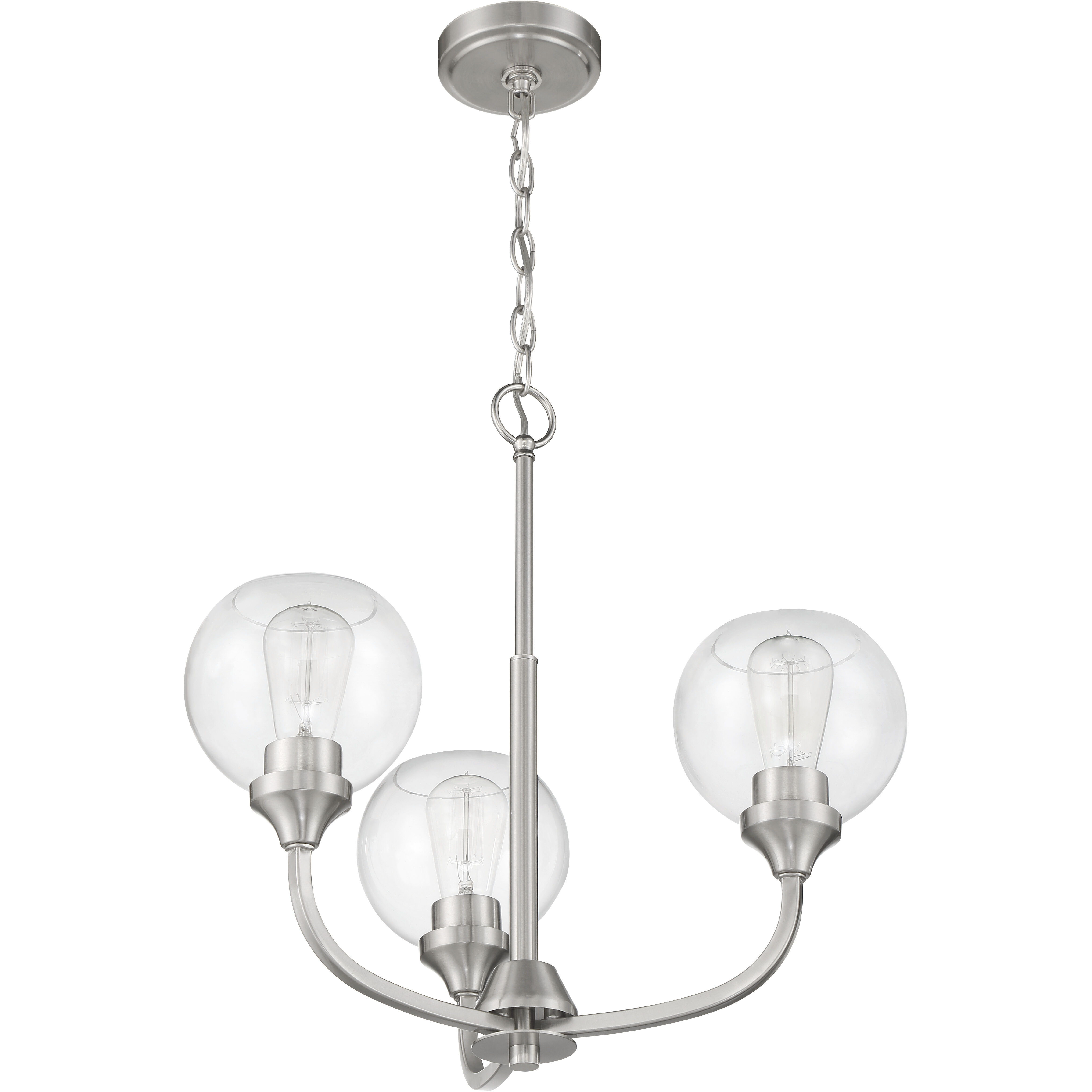 Glenda 3 Light 20 inch Brushed Polished Nickel Chandelier Ceiling Light