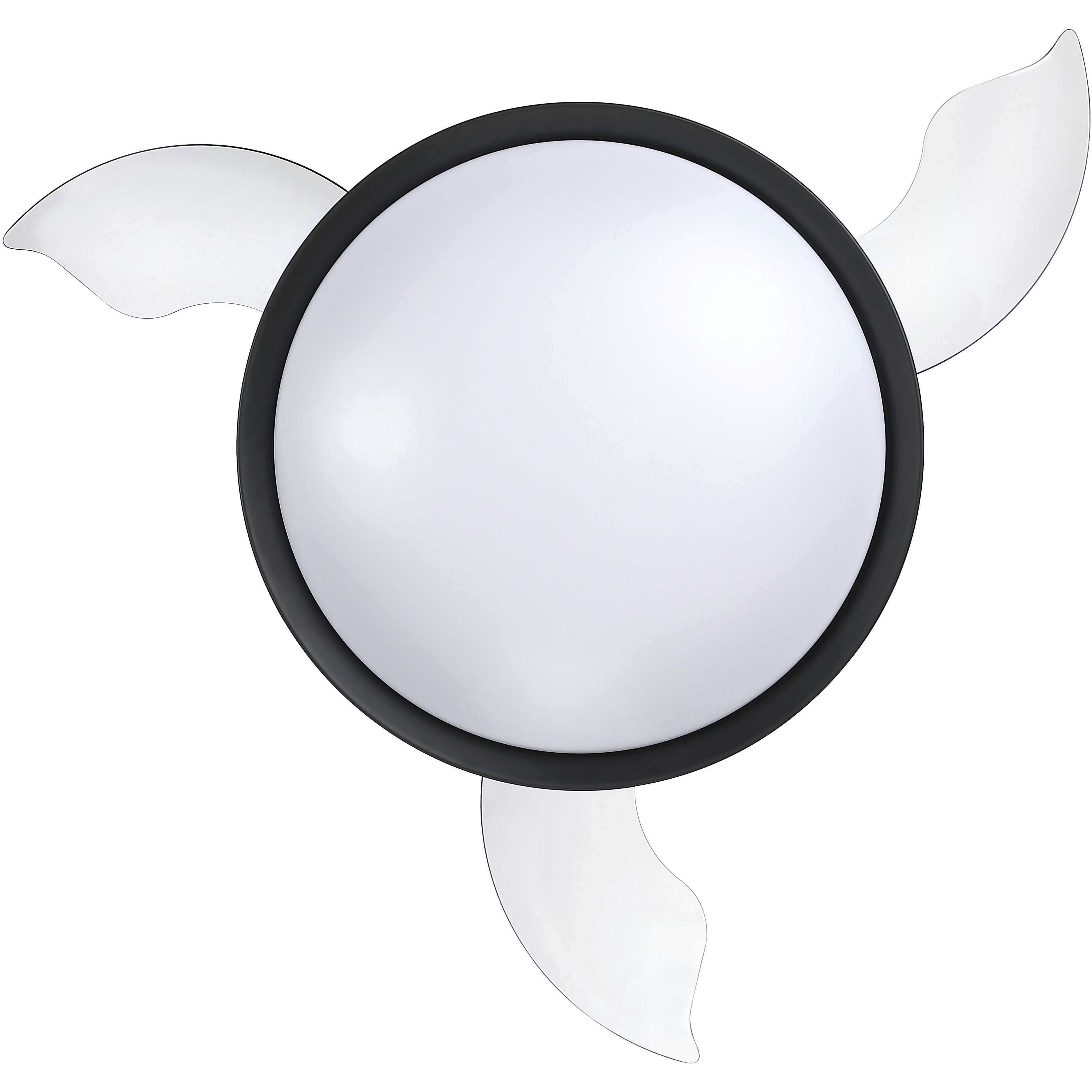 Union 42 inch Flat Black with Clear Acrylic Blades Fan, Hidden Blades