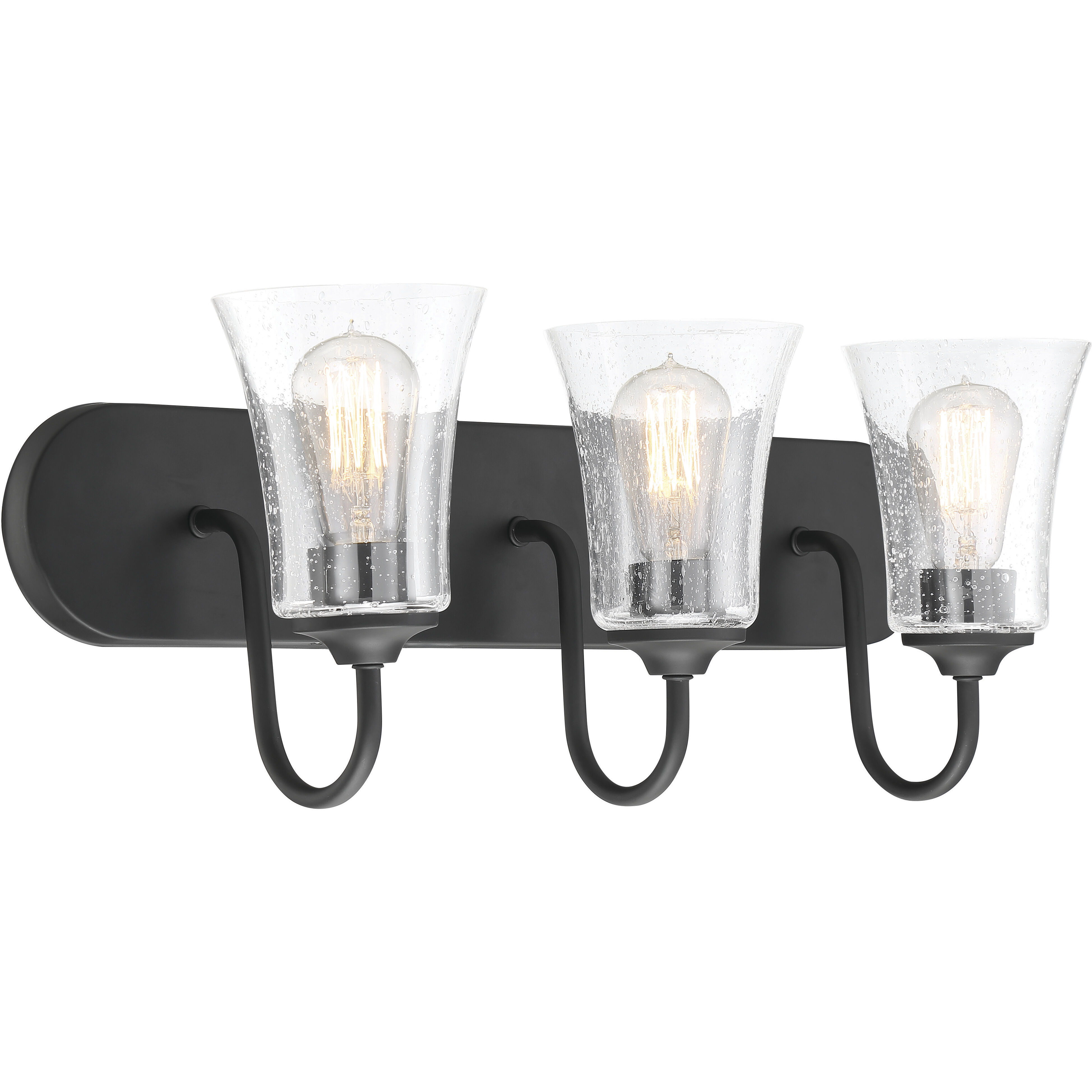 Neighborhood Gwyneth 3 Light 24 inch Flat Black Vanity Light Wall Light in Clear Seeded, Neighborhood Collection