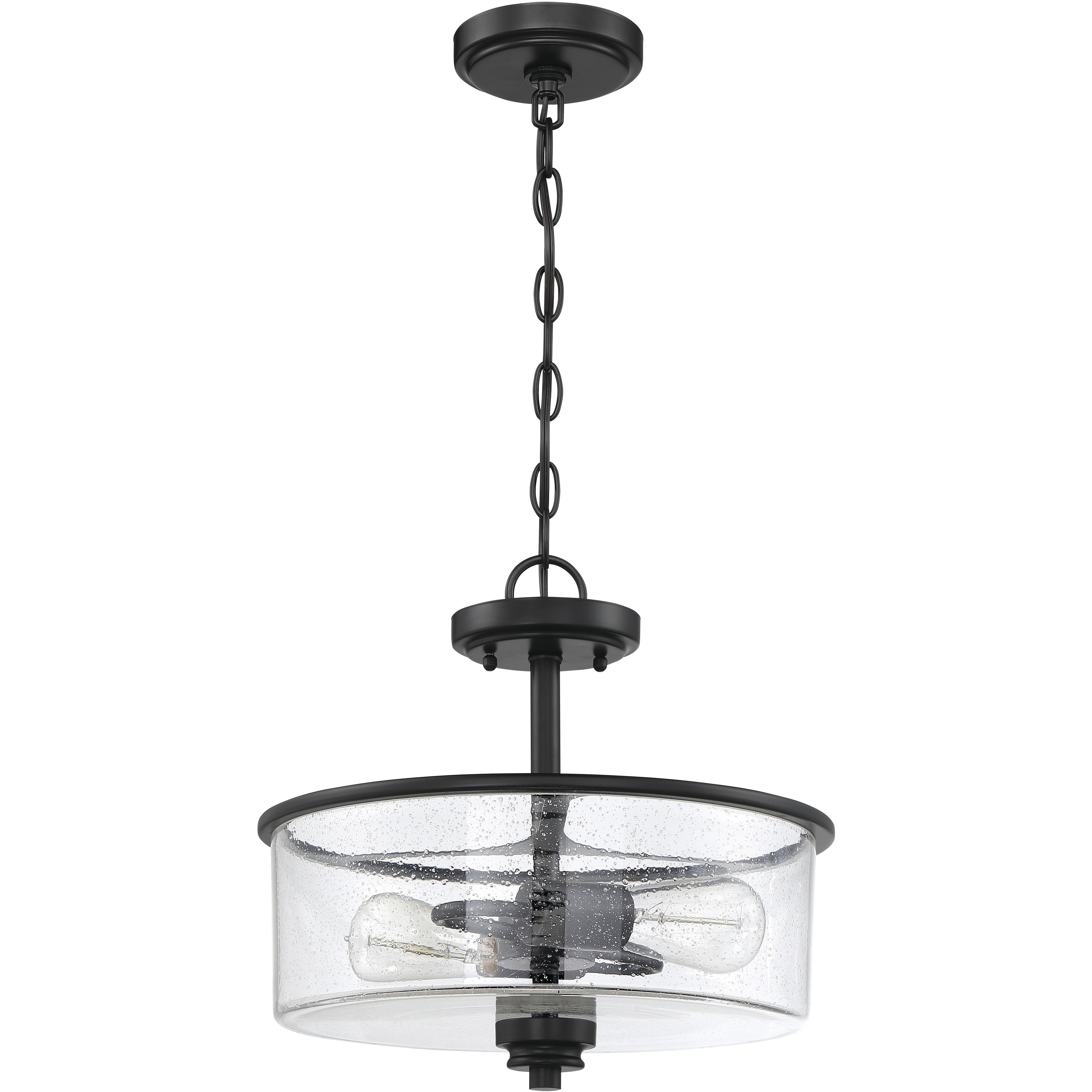 Neighborhood Bolden 2 Light 13 inch Flat Black Convertible Semi Flush Ceiling Light in Clear Seeded, Neighborhood Collection