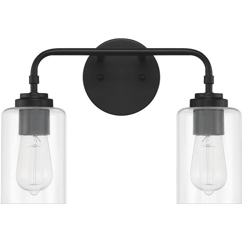 Stowe 2 Light 15 inch Flat Black Vanity Light Wall Light