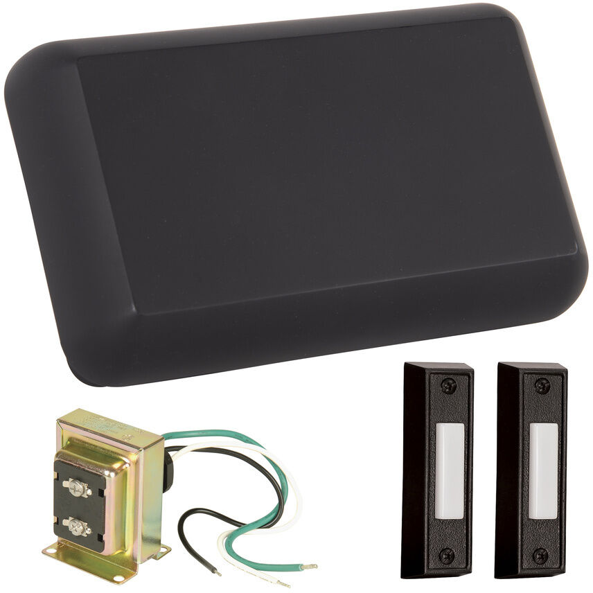 Builder Flat Black Chime Kit, Black Buttons