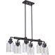Foxwood 6 Light 33 inch Flat Black with Dark Teak Island Light Ceiling Light in Flat Black/Dark Teak
