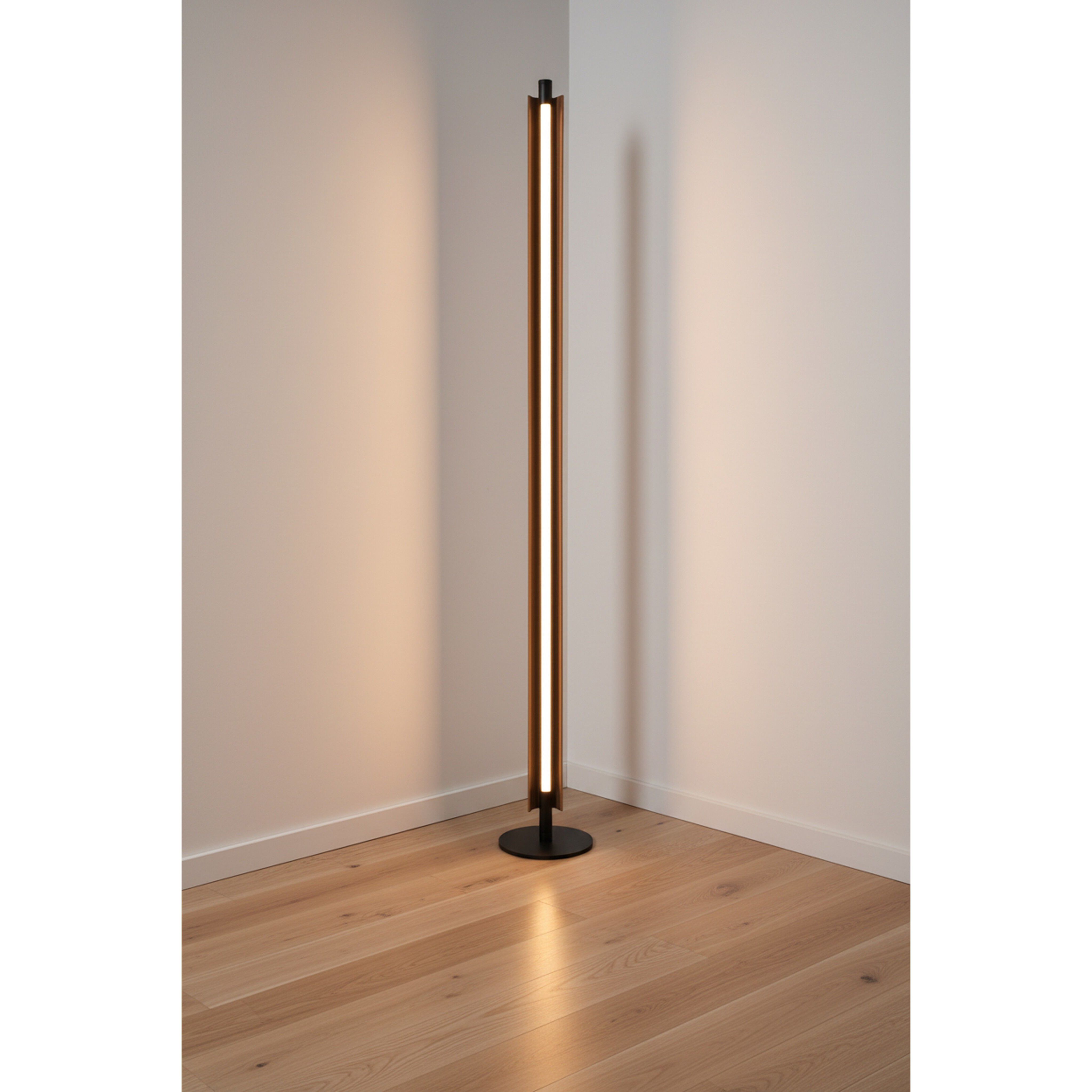 Cameron 62.8 inch 24 watt Flat Black/Walnut Floor Lamp Portable Light