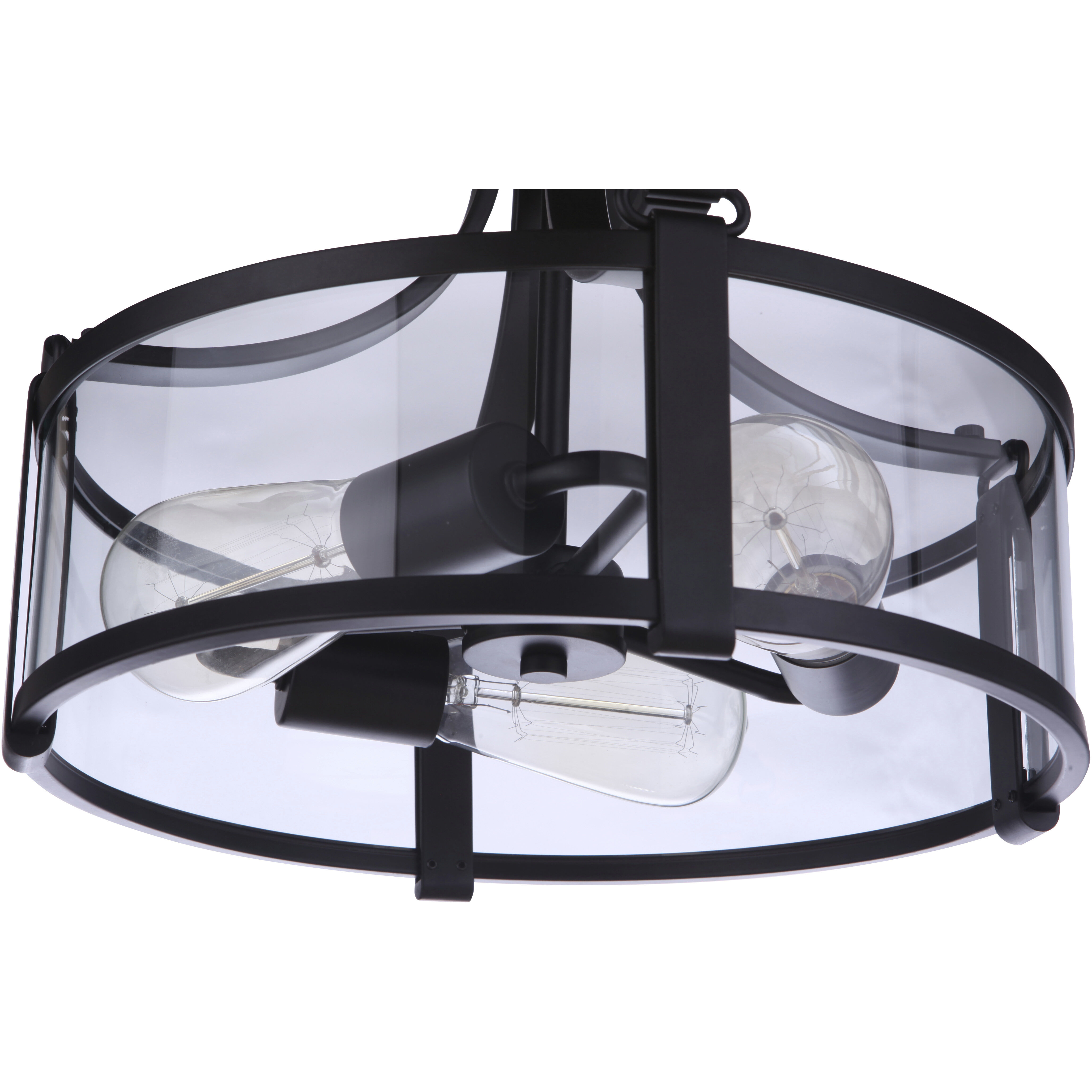 Elliot 3 Light 13 inch Flat Black Semi Flush Ceiling Light