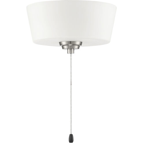 Outdoor Bowl LED Brushed Polished Nickel Fan Light Kit in White Glass