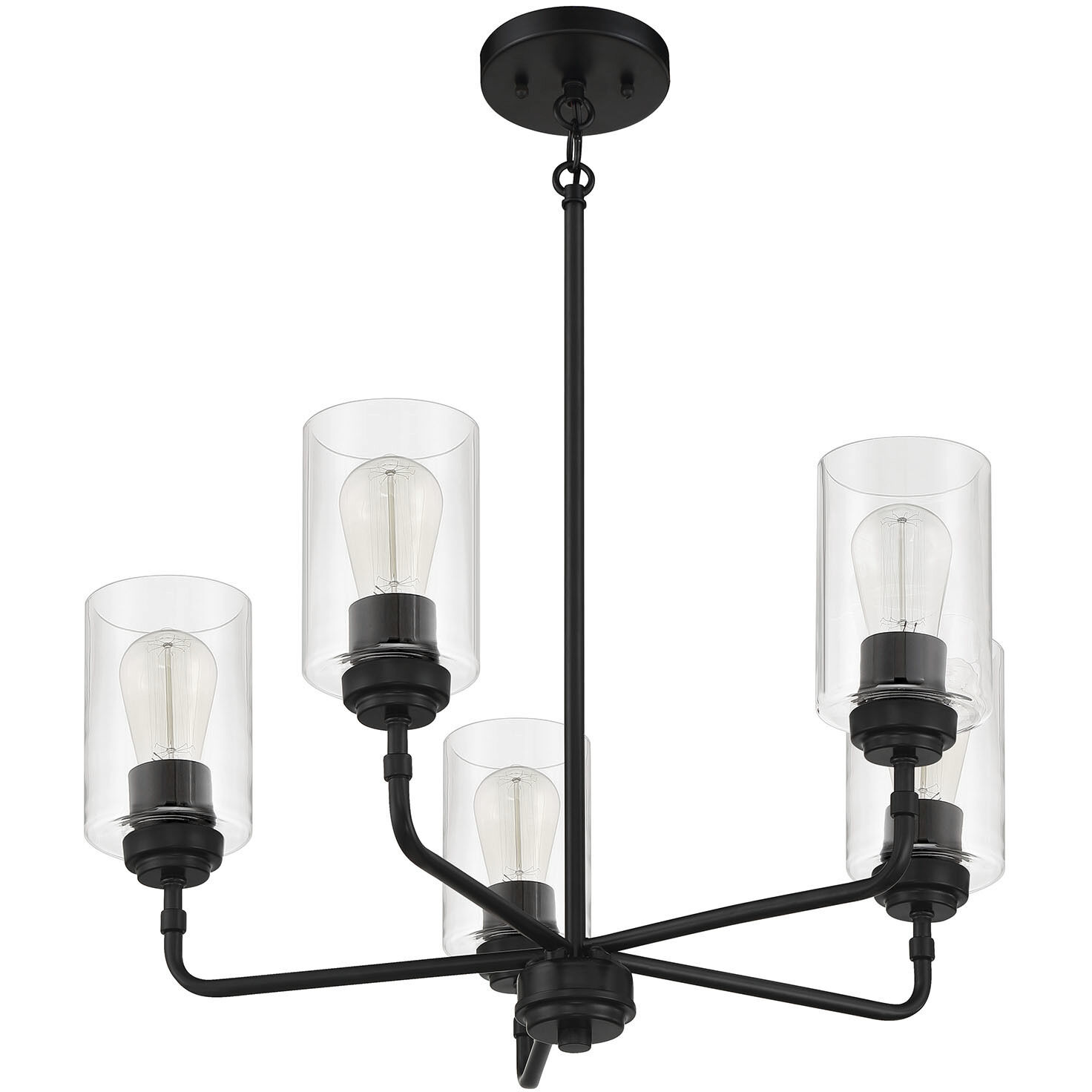 Stowe 5 Light 23 inch Flat Black Chandelier Ceiling Light