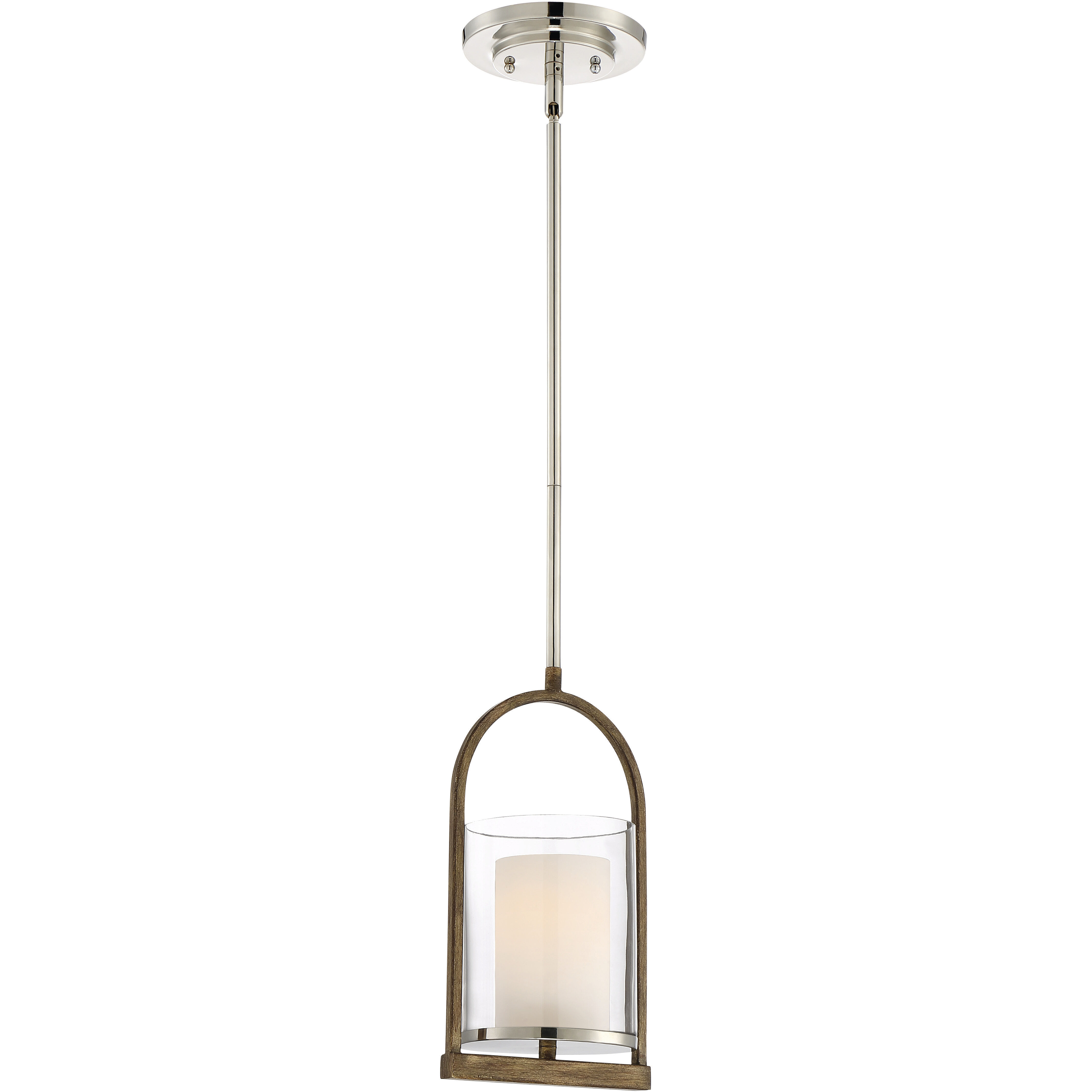 Lark 1 Light 7.25 inch Polished Nickel/Whiskey Barrel Pendant Ceiling Light