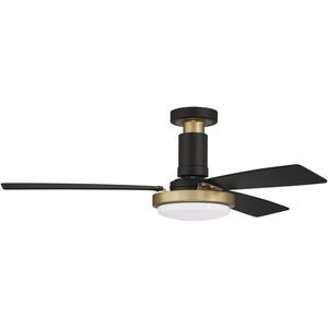 Manning 52 inch Flat Black / Satin Brass with Flat Black/Flat Black Blades Ceiling Fan in Flat Black and Satin Brass