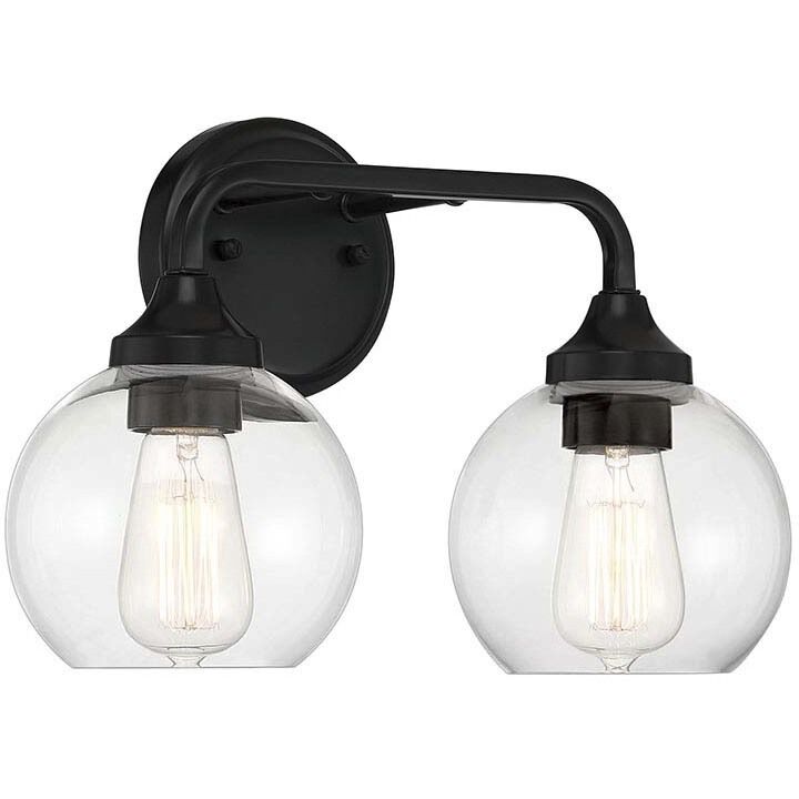 Glenda 2 Light 15 inch Flat Black Vanity Light Wall Light