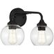 Glenda 2 Light 15 inch Flat Black Vanity Light Wall Light