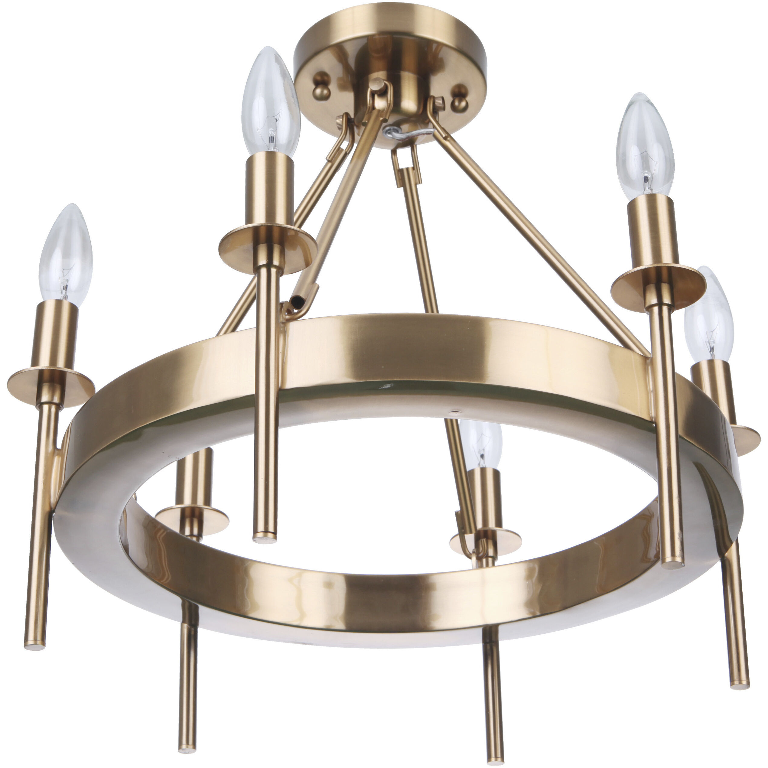 Larrson 6 Light 18 inch Satin Brass Semi Flush Ceiling Light