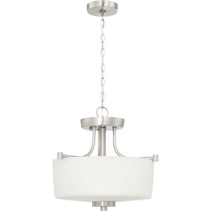 Clarendon 3 Light 13 inch Brushed Polished Nickel Convertible Semi Flush Ceiling Light, Convertible to Pendant