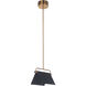 Tente LED 8 inch Gloss Black/Satin Brass Mini Pendant Ceiling Light in Gloss Black and Satin Brass