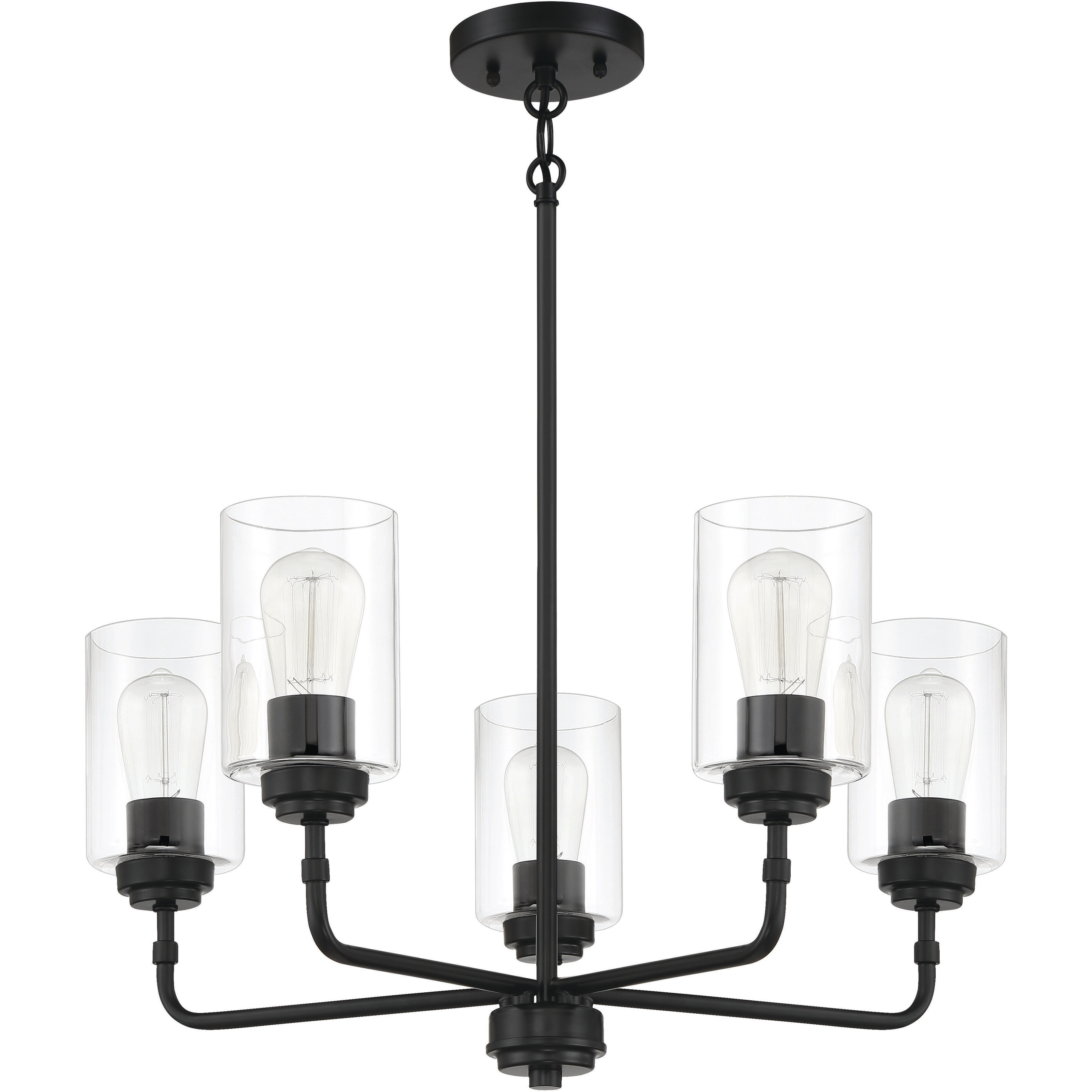 Stowe 5 Light 23 inch Flat Black Chandelier Ceiling Light