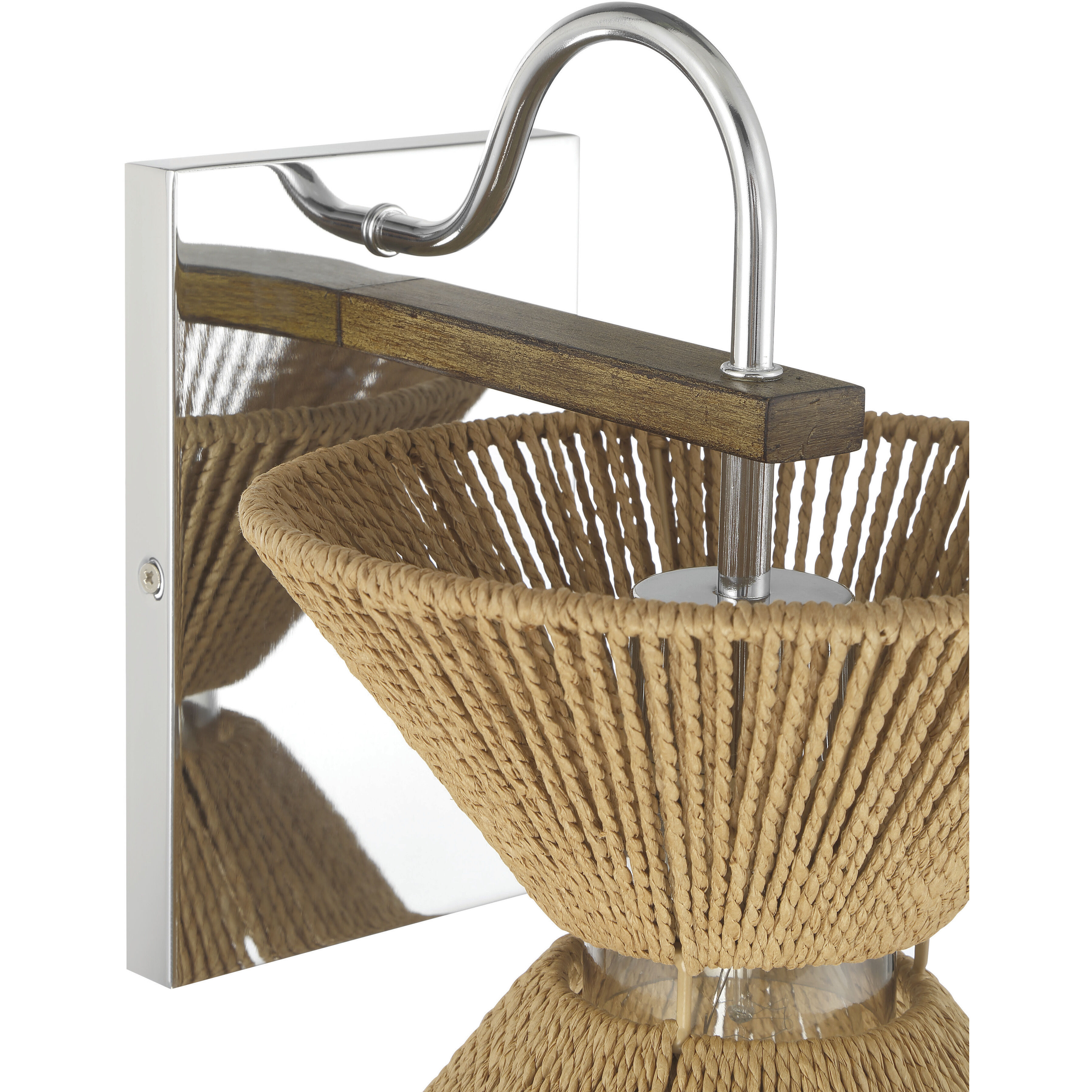 Serena 1 Light 9 inch Chrome/Walnut Wall Sconce Wall Light in Chrome and Walnut