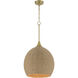 Keira 1 Light 16 inch Satin Brass Pendant Ceiling Light in Natural Rope