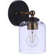 Coppa 1 Light 4.75 inch Flat Black/Satin Brass Wall Sconce Wall Light
