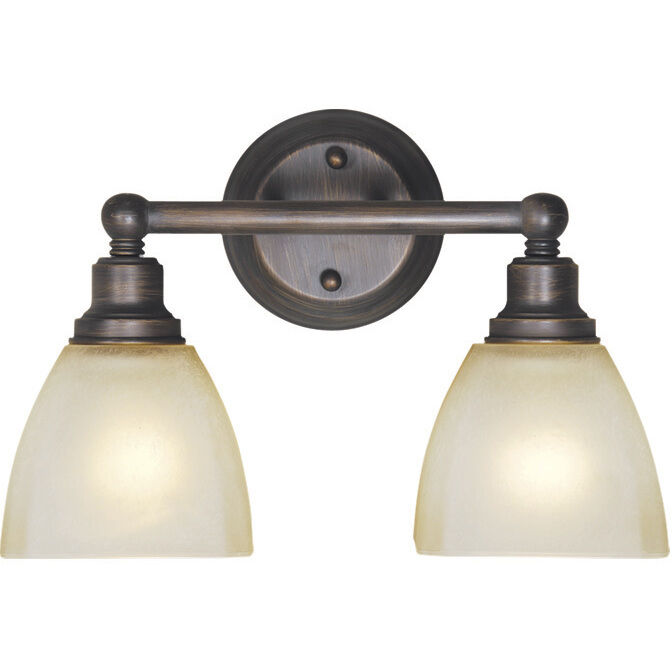 Bradley 2 Light 14.5 inch Bronze Vanity Light Wall Light in Light Tea-Stained Glass