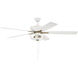 Super Pro 60 inch White and Satin Brass with White/Washed Oak Blades Contractor Fan in White/Satin Brass