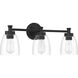 Henning 3 Light 24 inch Flat Black Vanity Light Wall Light