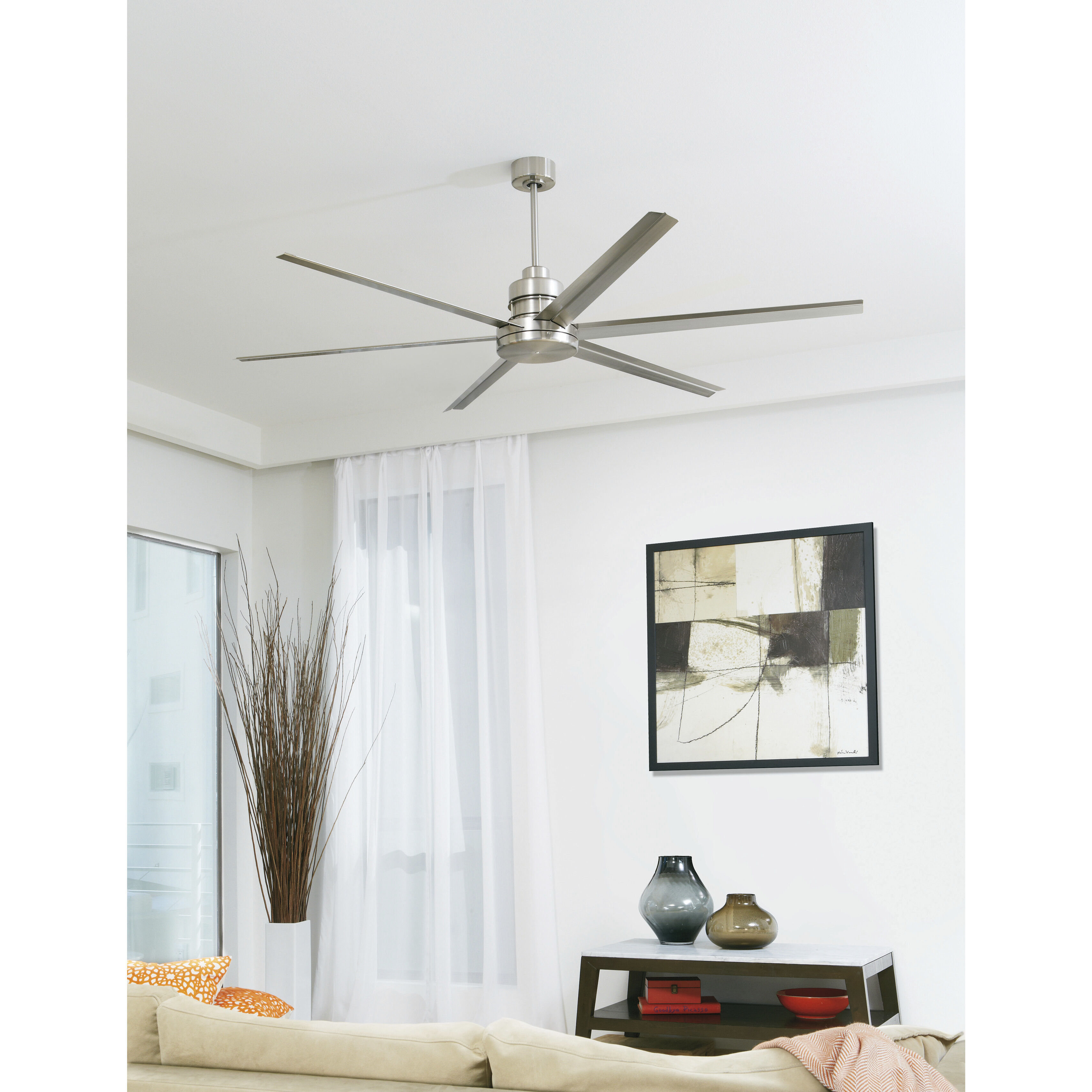 Mondo 72 inch Brushed Polished Nickel with Brushed Nickel Blades Ceiling Fan