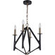 The Reserve 4 Light 18 inch Flat Black/Satin Brass Chandelier Ceiling Light