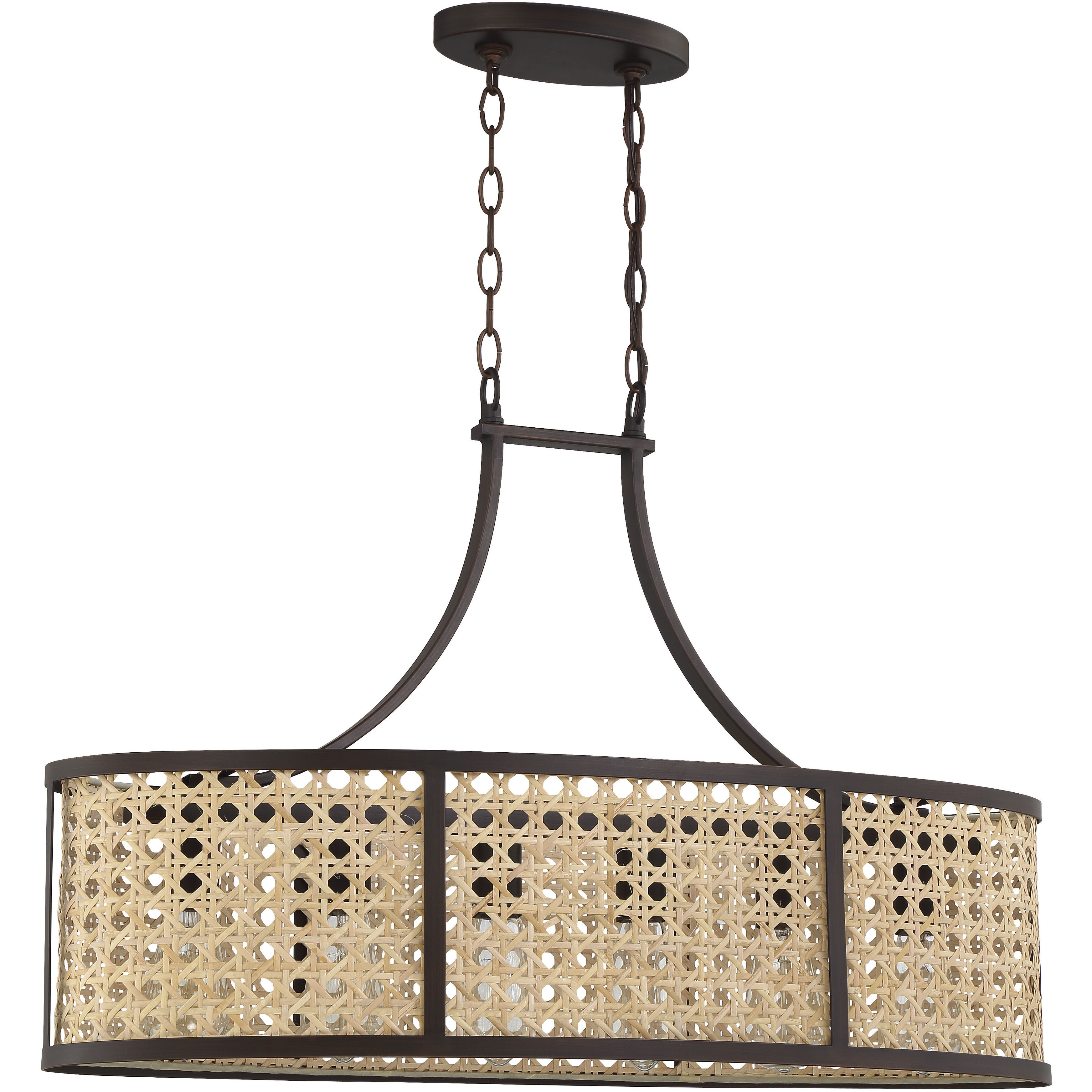 Malaya 6 Light 31.75 inch Aged Bronze Brushed Island Ceiling Light