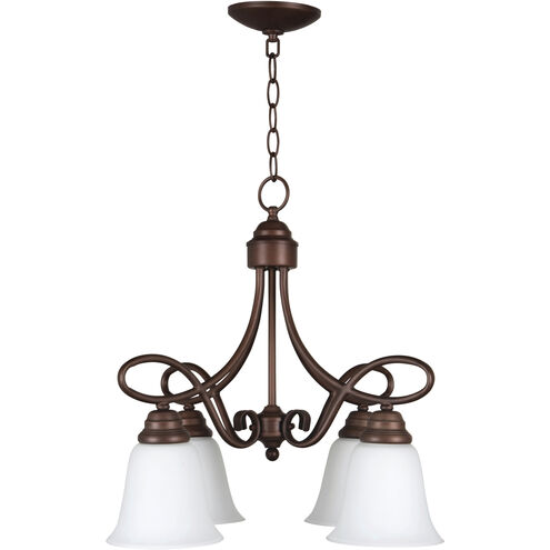 Cordova 4 Light 21 inch Old Bronze Down Chandelier Ceiling Light in White Frosted Glass, Jeremiah