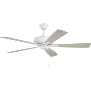 Eos 52 inch White with White/Washed Oak Blades Ceiling Fan (Blades Included) in White/Whitewashed Oak, Contractor Fan
