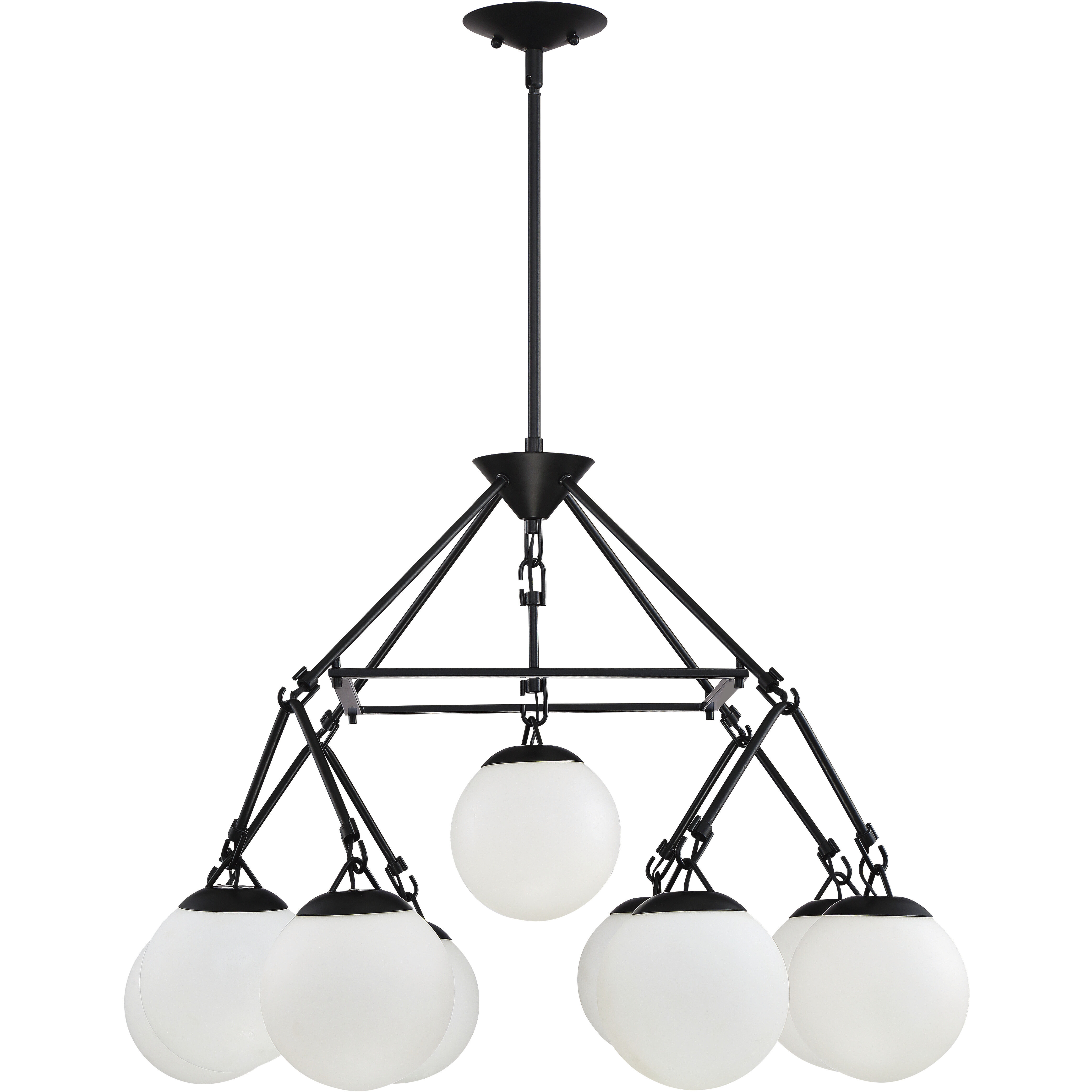 Orion 9 Light 30 inch Flat Black Chandelier Ceiling Light