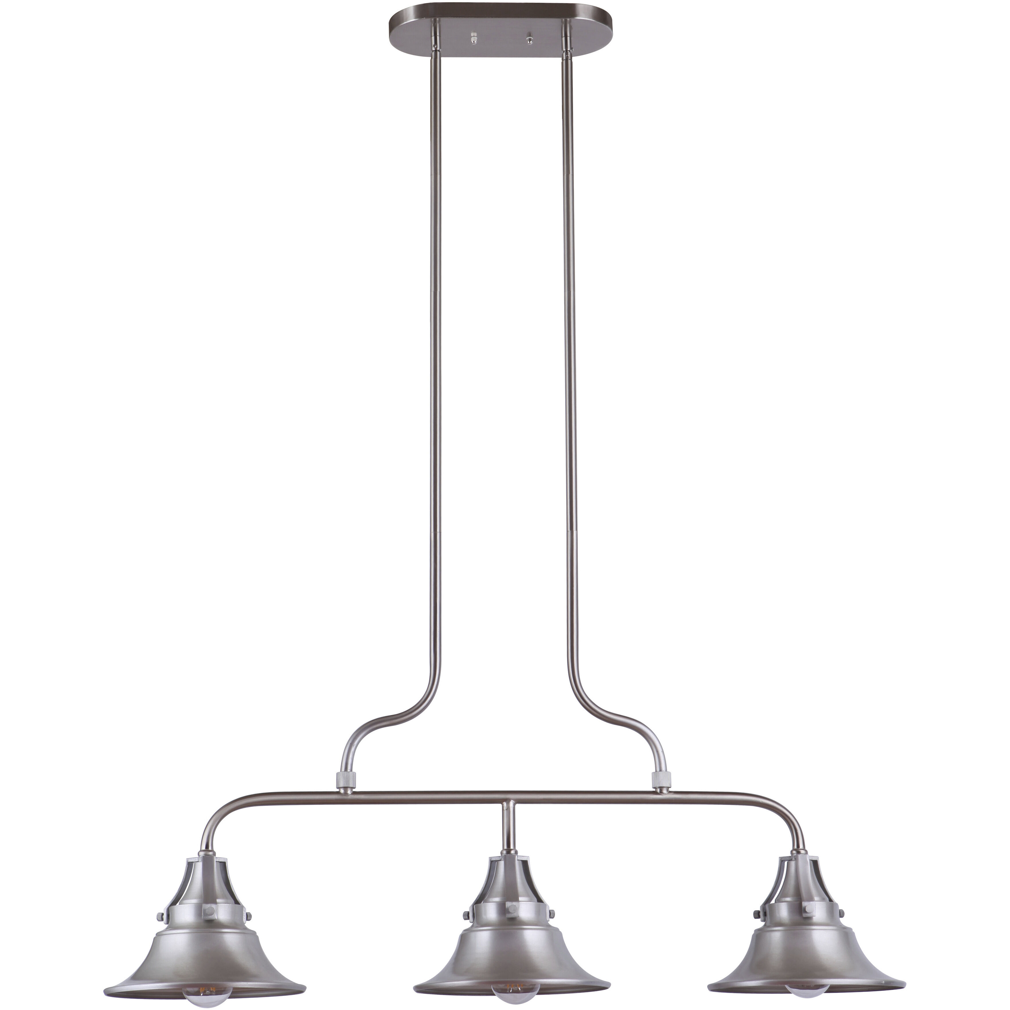 Union 3 Light 9 inch Satin Aluminum Outdoor Island Light