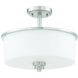 Neighborhood Bolden 2 Light 13 inch Brushed Polished Nickel Convertible Semi Flush Ceiling Light in White Frost Glass, Neighborhood Collection