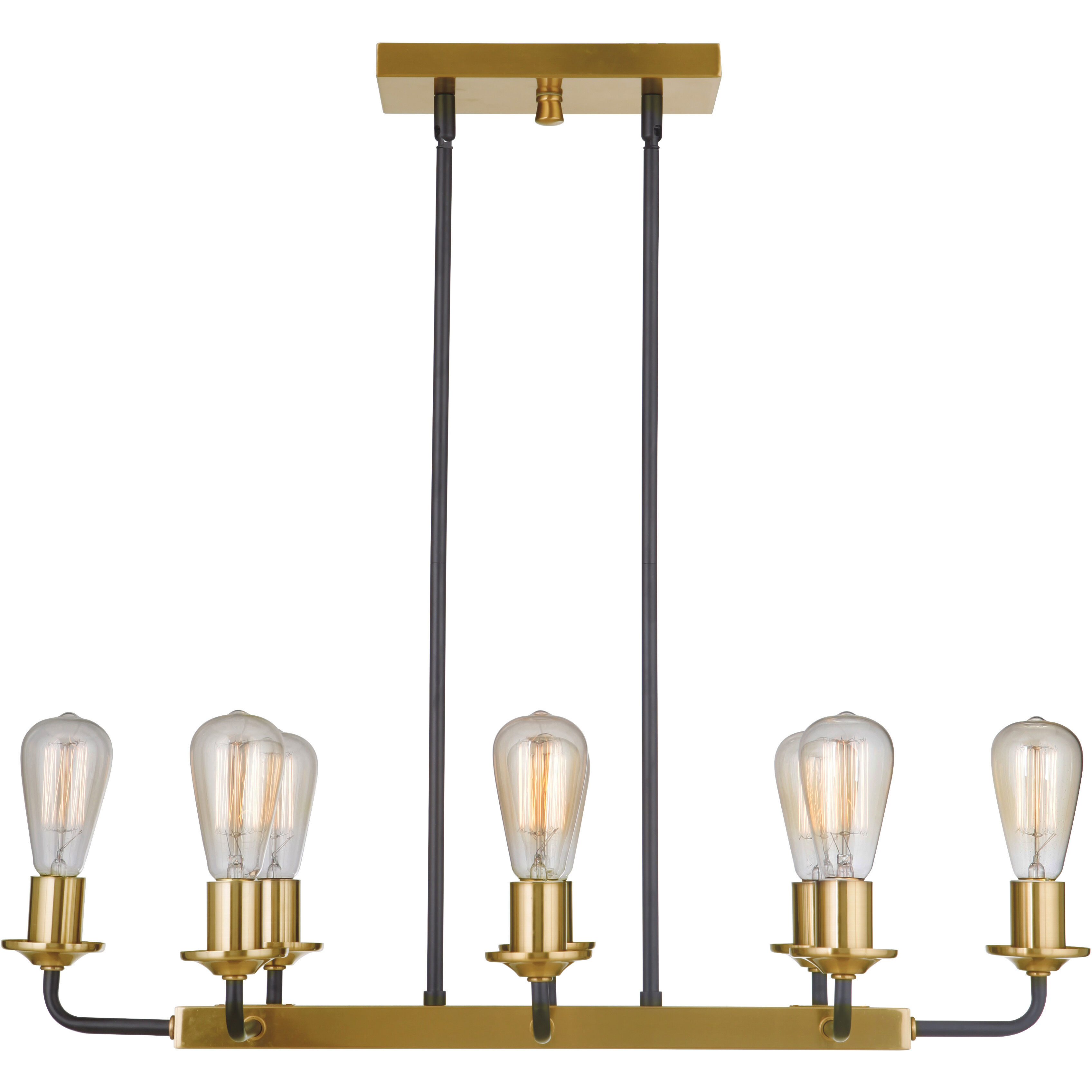 Neighborhood Randolph 8 Light 30 inch Flat Black/Satin Brass Island Light Ceiling Light in Flat Black and Satin Brass, Neighborhood Collection