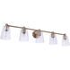 Emilio 5 Light 42 inch Satin Brass Vanity Light Wall Light