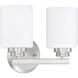 Neighborhood Bolden 2 Light 11 inch Brushed Polished Nickel Vanity Light Wall Light in White Frost Glass, Neighborhood Collection