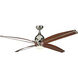 Tyrod 60 inch Polished Nickel with Classic Walnut Blades Ceiling Fan