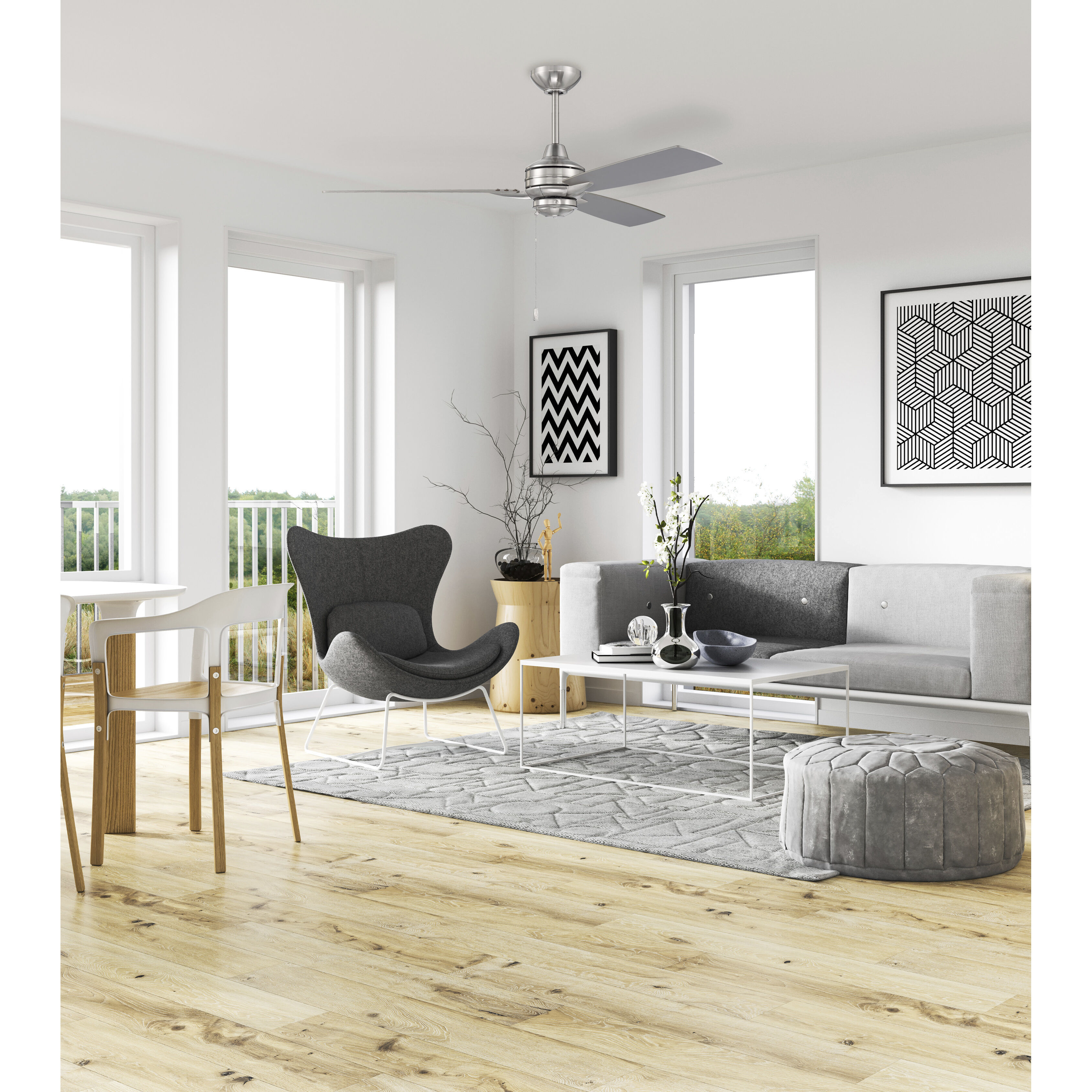 Moto 52 inch Flat Black with Flat Black/Greywood Blades Ceiling Fan