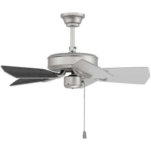 Piccolo 30 inch Brushed Nickel with Brushed Nickel/Greywood Blades Fan in Brushed Satin Nickel, Blades Included