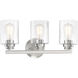 Neighborhood Bolden 3 Light 18 inch Brushed Polished Nickel Vanity Light Wall Light in Clear Seeded, Neighborhood Collection