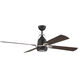 Beckett 52 inch Flat Black/Brushed Polished Nickel with Grey Walnut Blades Ceiling Fan