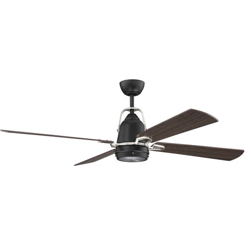 Beckett 52 inch Flat Black/Brushed Polished Nickel with Grey Walnut Blades Ceiling Fan