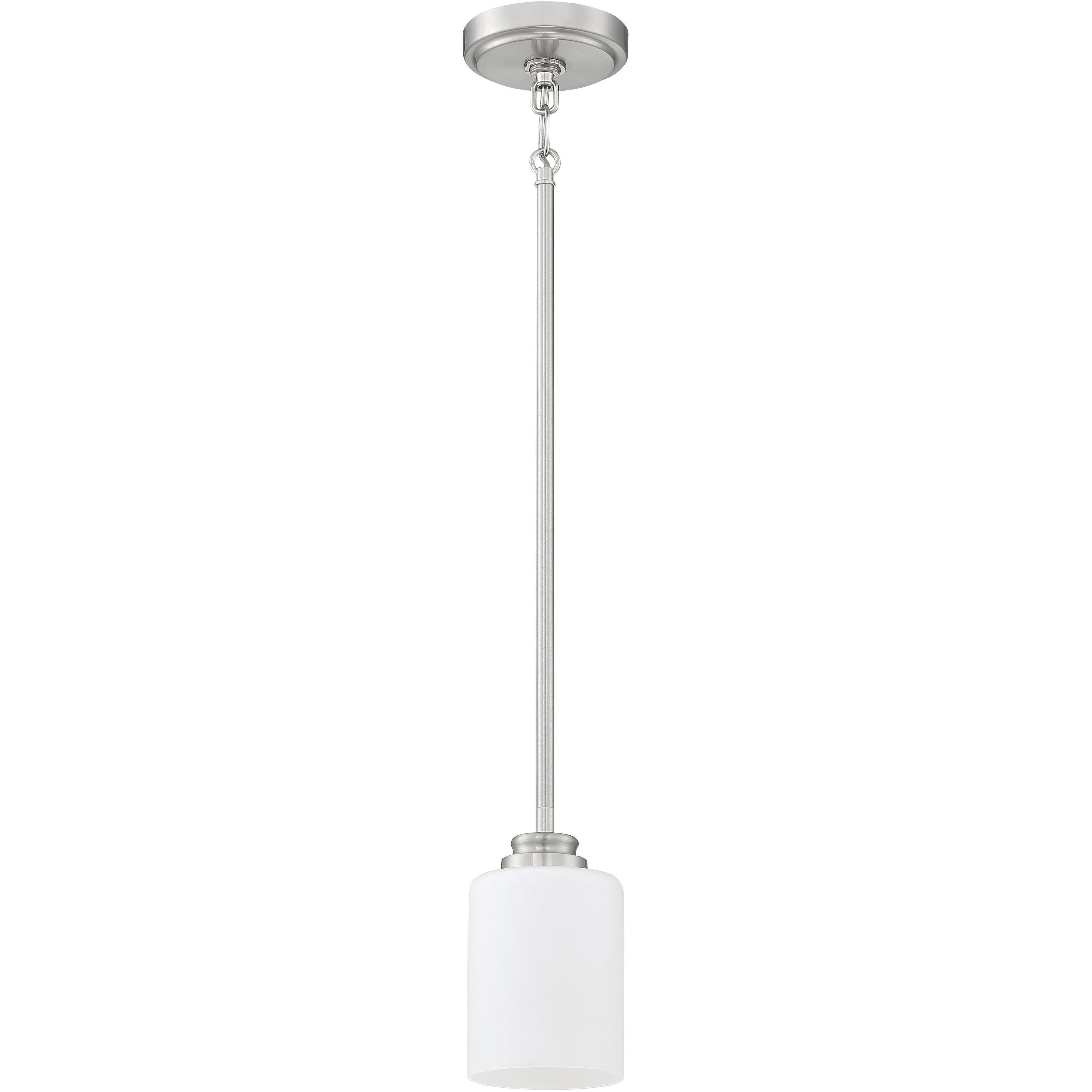 Neighborhood Bolden 1 Light 5 inch Brushed Polished Nickel Mini Pendant Ceiling Light in White Frosted Glass, Neighborhood Collection
