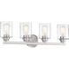 Neighborhood Bolden 4 Light 25 inch Brushed Polished Nickel Vanity Light Wall Light in Clear Seeded, Neighborhood Collection