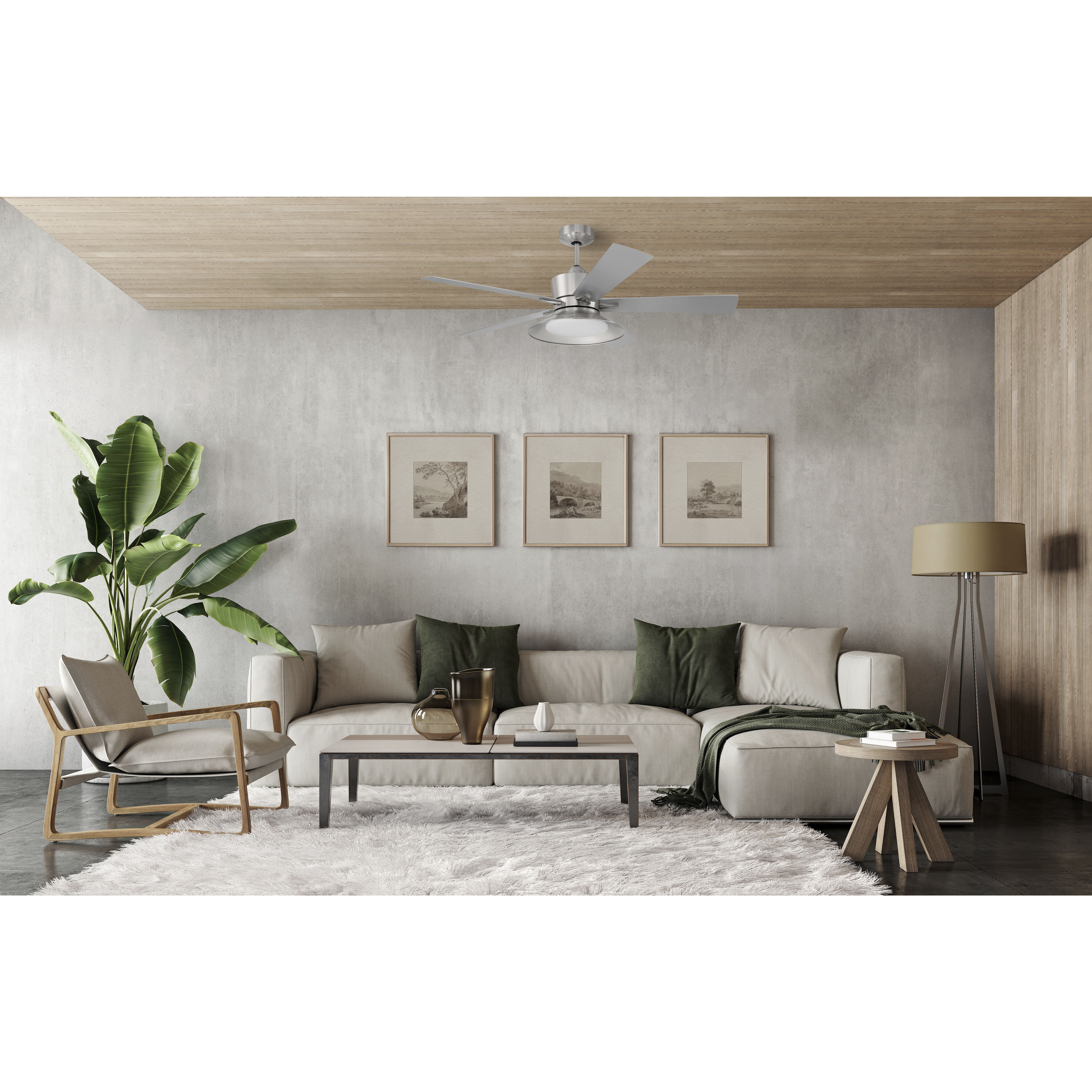 Topper 52 inch Brushed Polished Nickel with Brushed Nickel Blades Fan