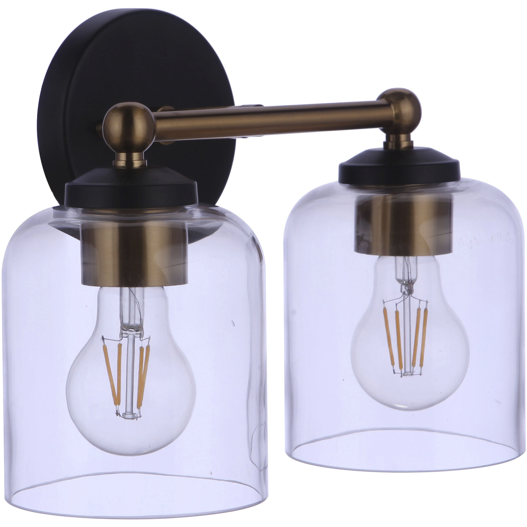 Coppa 2 Light 11.5 inch Flat Black/Satin Brass Vanity Light Wall Light