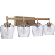 Stellen 4 Light 30 inch Satin Brass Vanity Light Wall Light
