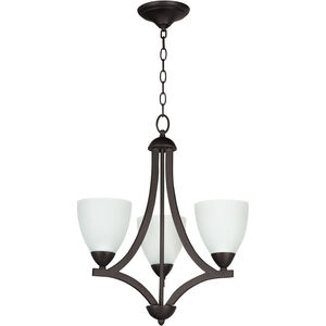 Almeda 3 Light 20 inch Old Bronze Chandelier Ceiling Light in Creamy Frosted Glass